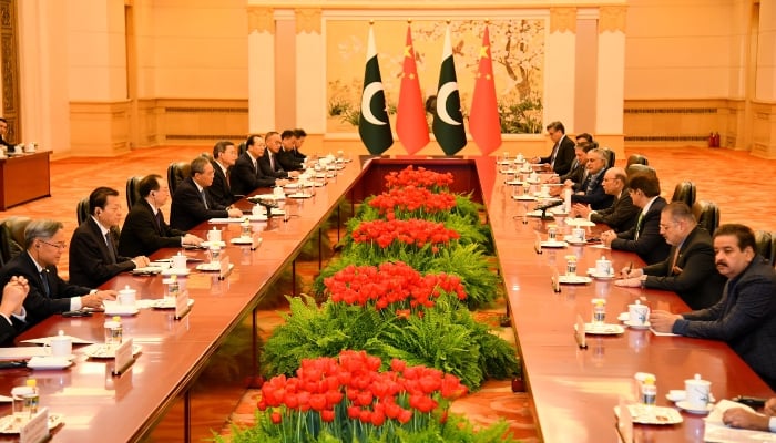 President Asif Ali Zardari in a meeting with Chinese Premier Li Qiang, in Beijing, on February 6, 2025. — President Secretariat