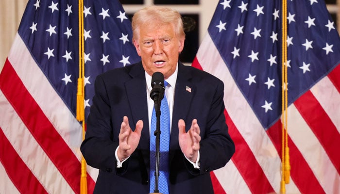 US President Donald Trump speaks as he hosts Republican Senators for a dinner at Mar-a-Lago in Palm Beach, Florida, US, February 7, 2025. — Reuters