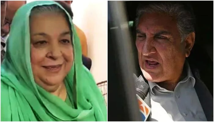 These undated photos show PTI senior leaders Dr Yasmin Rashid (left) and Shah Mahmood Qureshi. — X/@PTIofficial/AFP/File