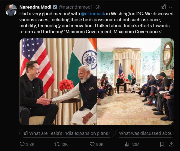 Elon Musk and Modi explore India’s space and technology future